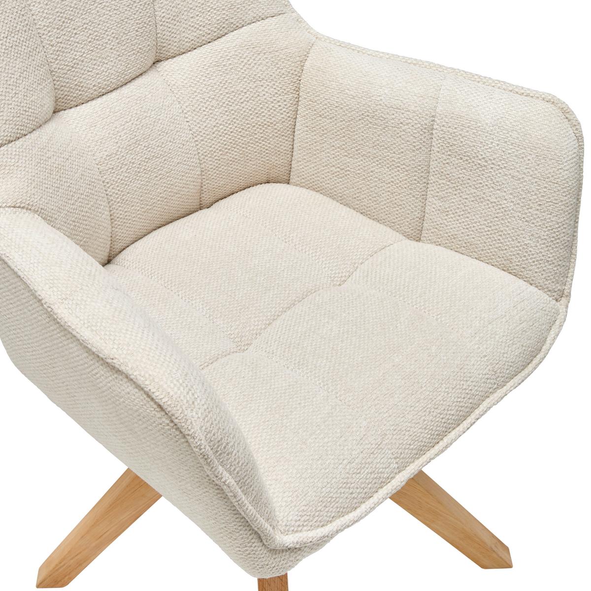 Armlehnstuhl Kerry Beige gepolstert - Eichefarben/Beige, LIFESTYLE, Holz/Textil (61/85/63cm) - Livetastic