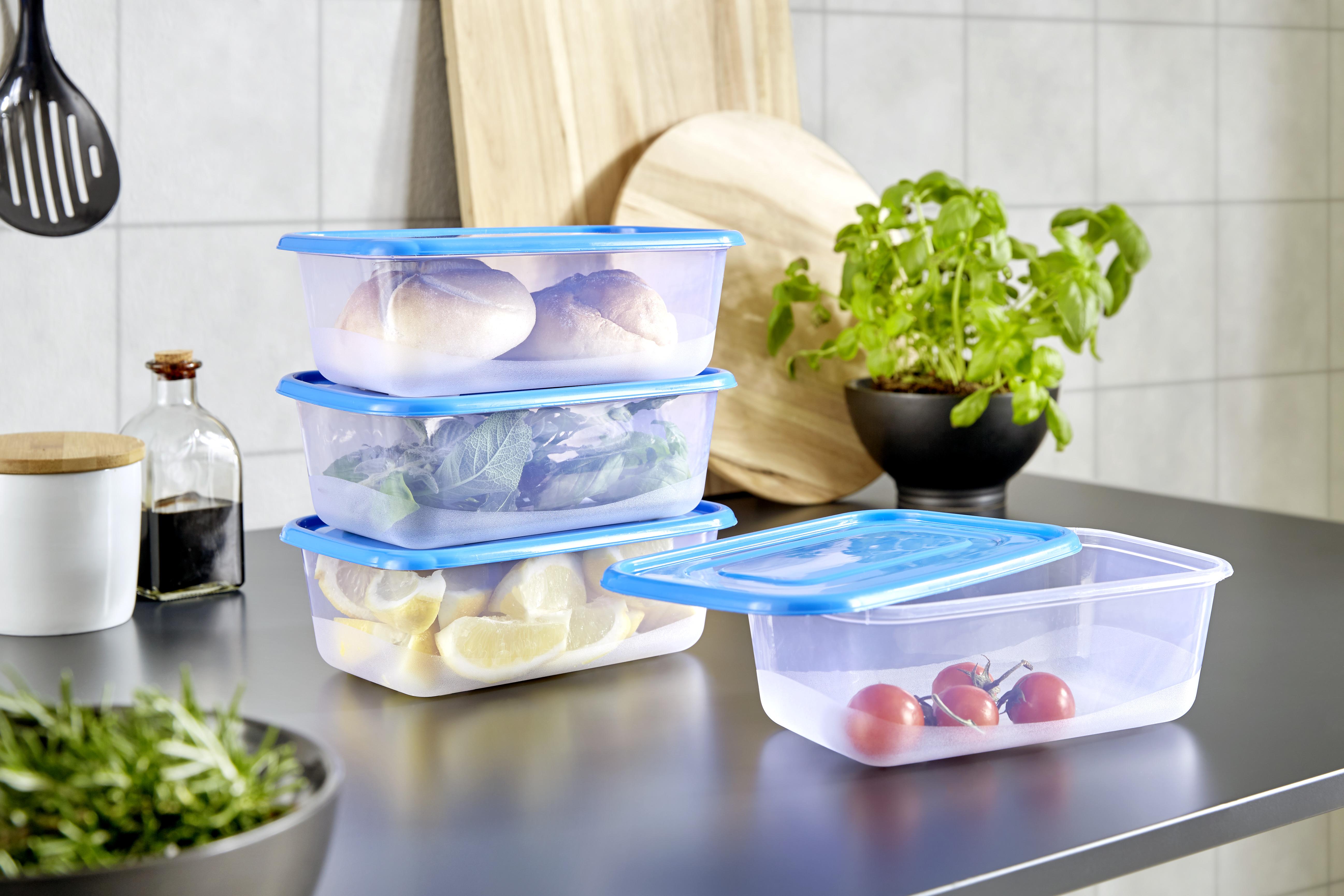 Set aus vier transparenten Frischhaltedosen