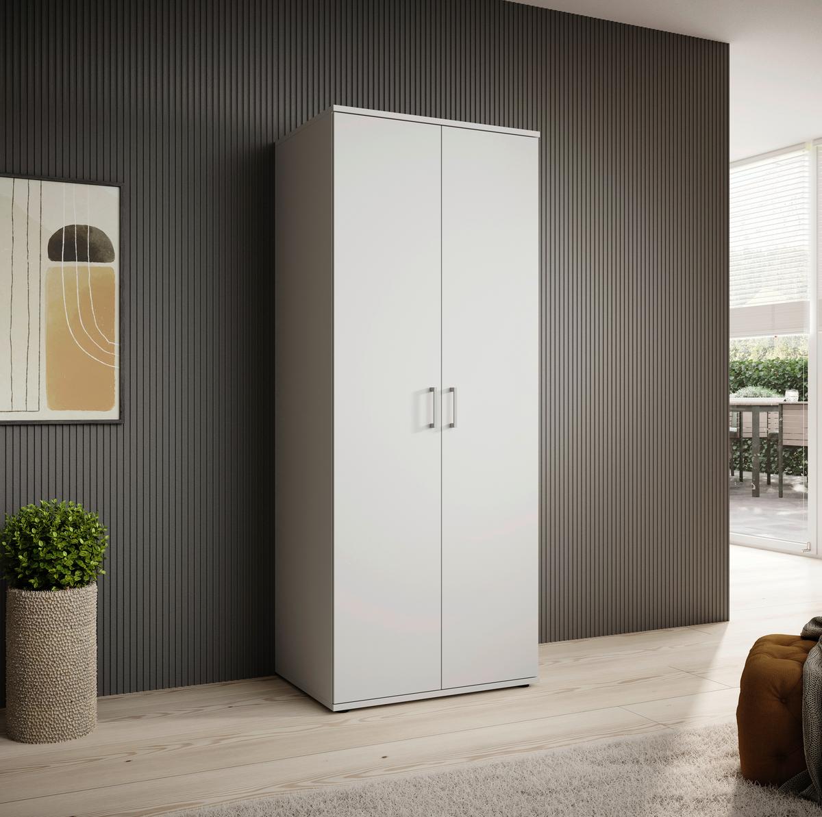 Kleiderschrank Olli Ii Weiß, B: 80 Cm - Weiß, KONVENTIONELL, Holzwerkstoff (80/196/54cm)