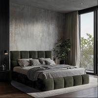 Polsterbett Cherry Chenille Grau, Lf: 180x200 cm - Schwarz/Grau, MODERN, Holz/Holzwerkstoff (180/200cm) - MID.YOU