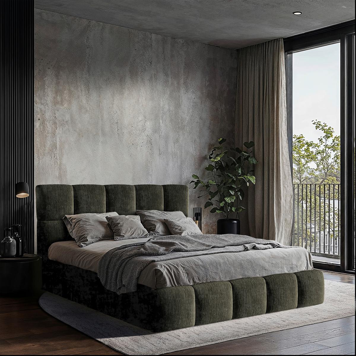 Polsterbett Cherry Chenille Grau, Lf: 180x200 cm - Schwarz/Grau, MODERN, Holz/Holzwerkstoff (180/200cm) - MID.YOU