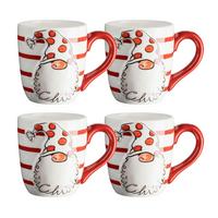 Kaffeebecherset Keramik 4-teilig - Rot/Weiß, Basics, Keramik (8,5cm) - Mäser