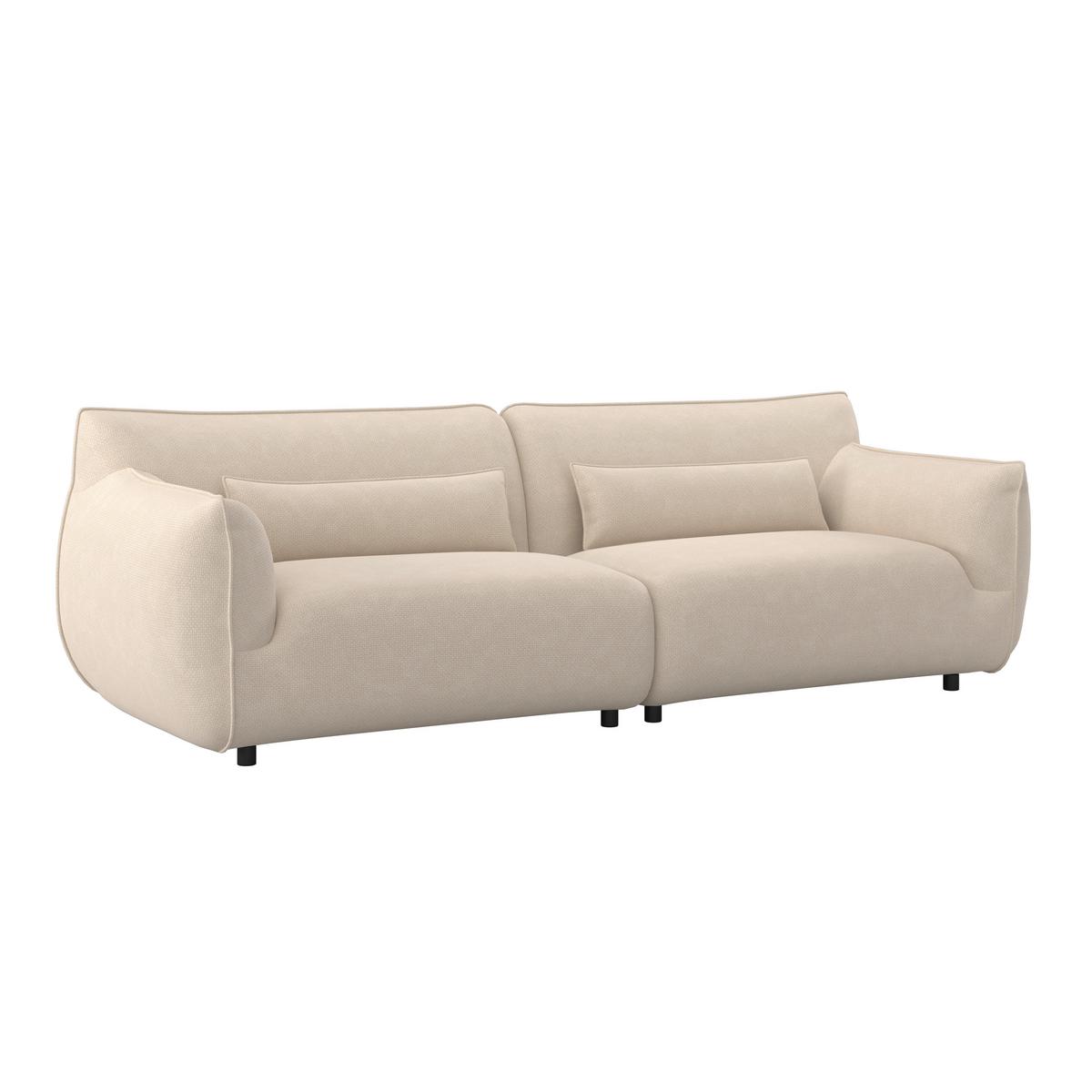 Velká pohovka CLARA, béžová - černá/krémová, Moderní, kov/dřevo (284/86/111cm) - Bessagi Home