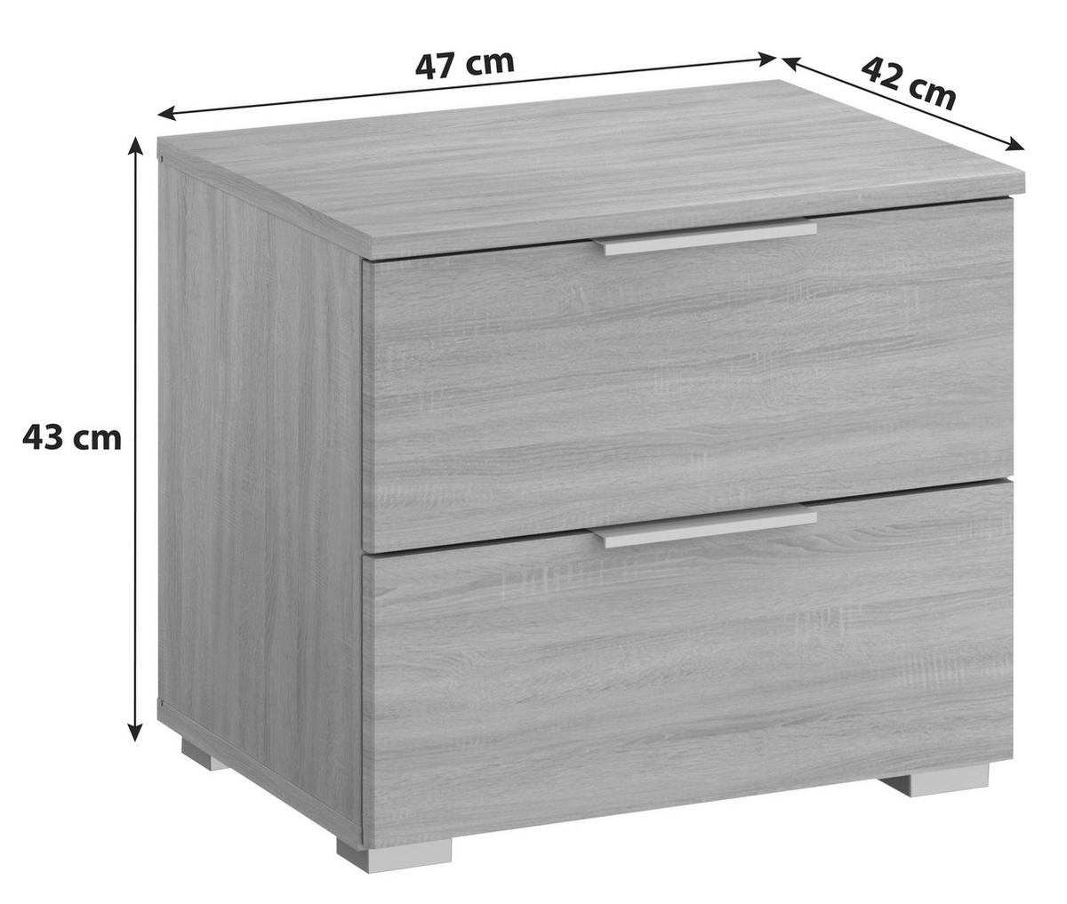 Nachtkästchen Alabama Sonoma Eiche Dekor H: 43 cm Alabama - Alufarben/Sonoma Eiche, MODERN, Holzwerkstoff (47/43/42cm) - Rauch Möbel