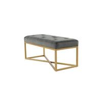 Dlhá taburetka GREY - sivá/zlatá, Basics, kov/kompozitné drevo (90/40/40cm)