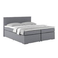 Posteľ Boxspring Nero, 180x200cm, sivá - chrómová/modrosivá, Konventionell, kov/textil (180/200cm)
