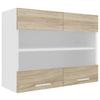 Küchenoberschrank Esilo B: 80 cm Weiß/Eiche Dekor - Weiß/Sonoma Eiche, KONVENTIONELL, Glas/Holzwerkstoff (80/60/31cm) - MID.YOU