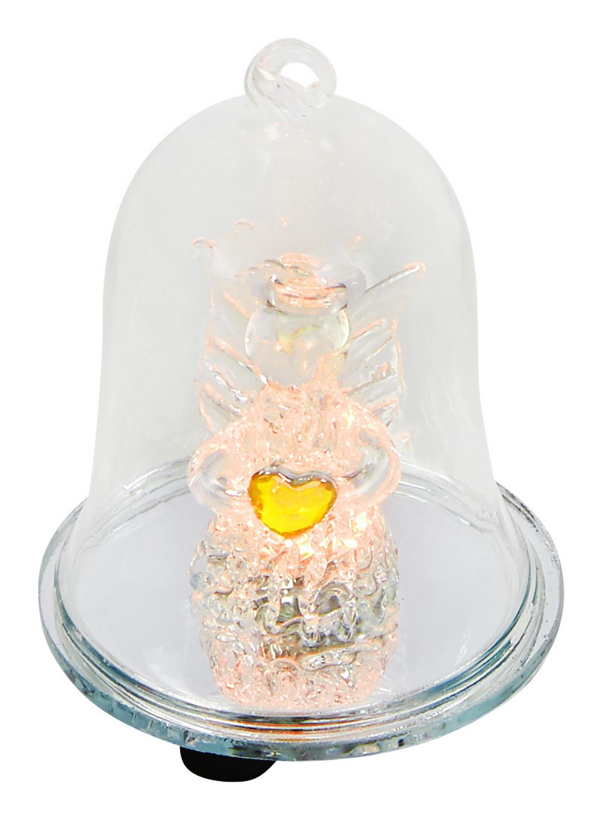 LED-Dekoleuchte Dilara Engel In Glasglocke - Klar/Transparent, ROMANTIK / LANDHAUS, Glas (5,5/8cm) - James Wood