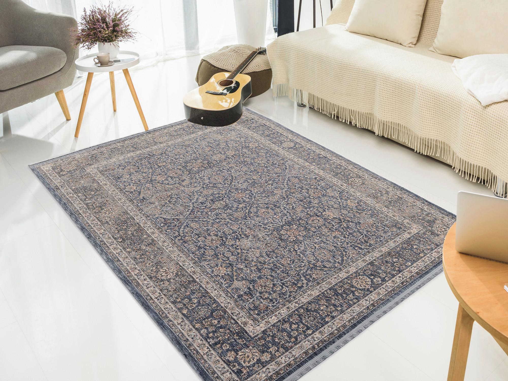 Webteppich Blau Tours 140x200 cm - Blau, Design, Textil (140/200cm) - Novel