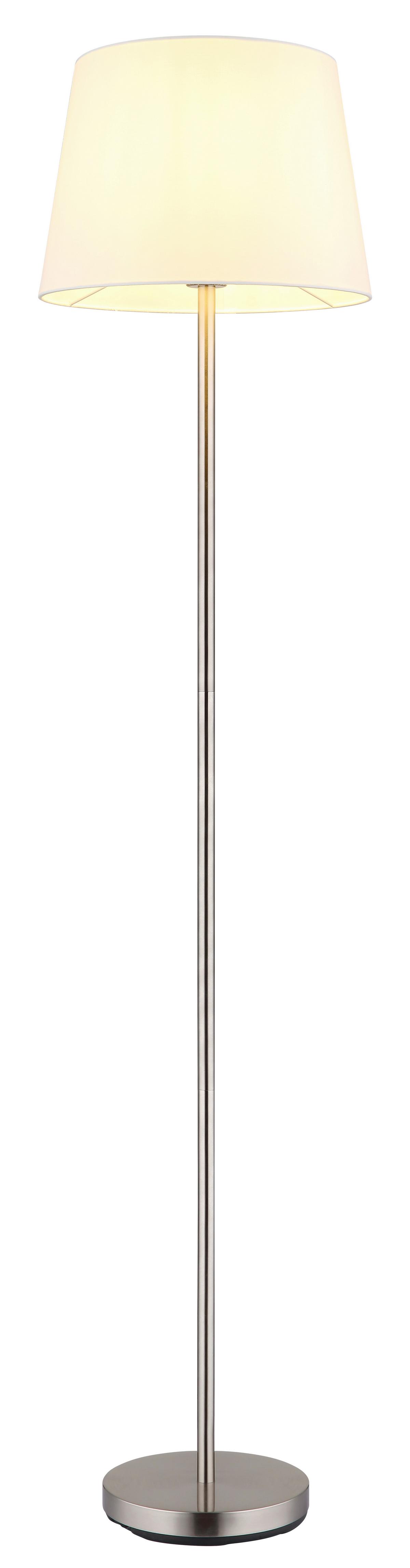 Stehleuchte Corbinian - Weiß/Nickelfarben, Basics, Textil/Metall (35/151cm) - James Wood