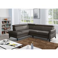 Ecksofa Note New Teilleder Dunkelbraun 199x244 - Dunkelbraun/Schwarz, Design, Leder/Textil (199/244cm) - Livetastic
