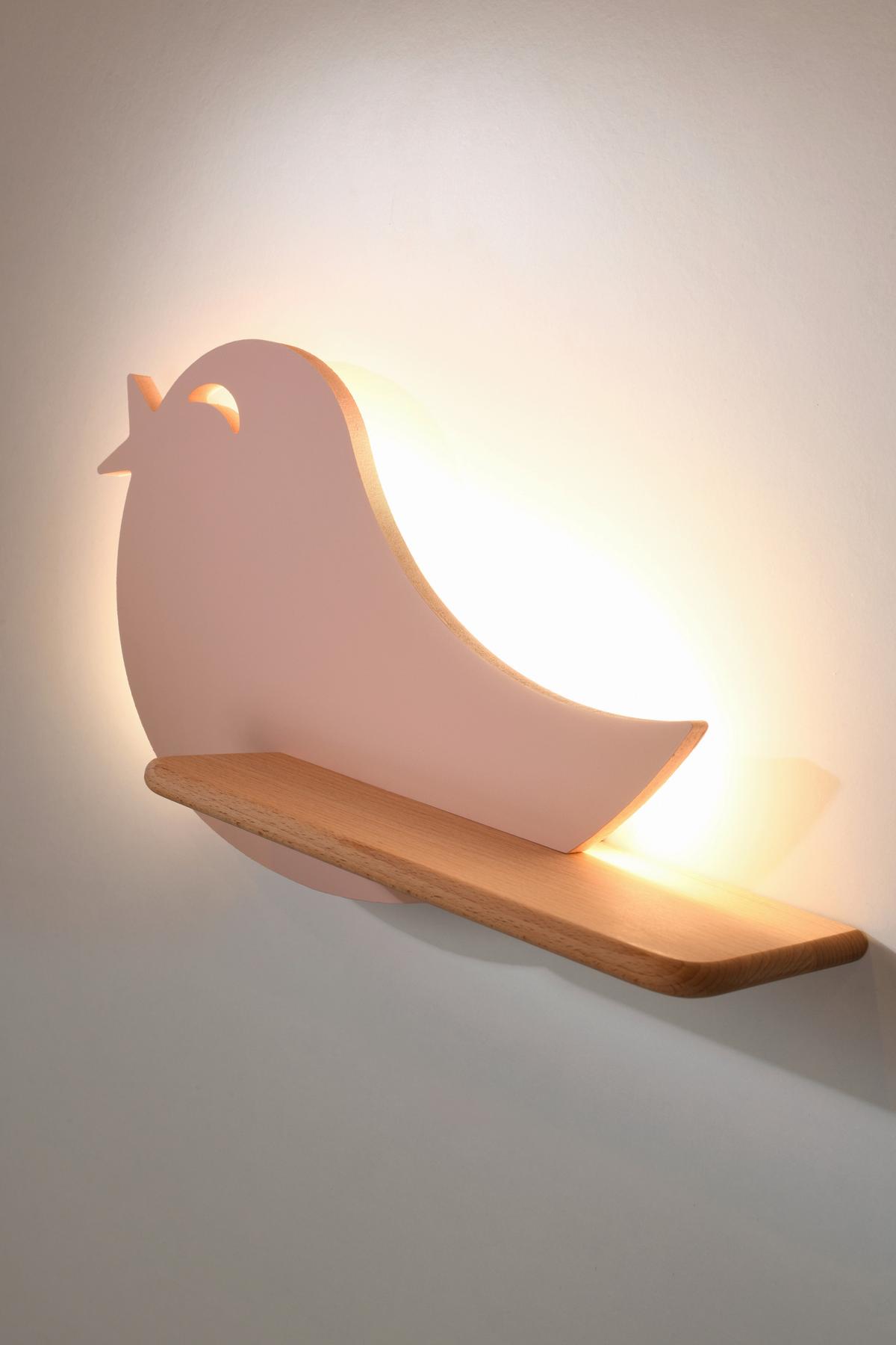 Kinderwandleuchte 21-84736 Bird - Pink, Natur, Holz/Holzwerkstoff (40/12/21.5cm)