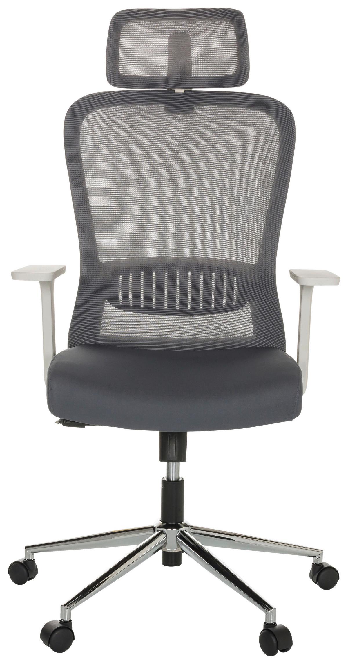 Drehstuhl Belaia W - Silberfarben/Grau, Basics, Kunststoff/Textil (66/113-130/60cm) - MID.YOU