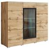 Highboard Vera Wotan Eiche Dekor B: 120 cm - Eiche Wotan/Grau, Trend, Glas/Holzwerkstoff (120/102,3/39,5cm) - P & B