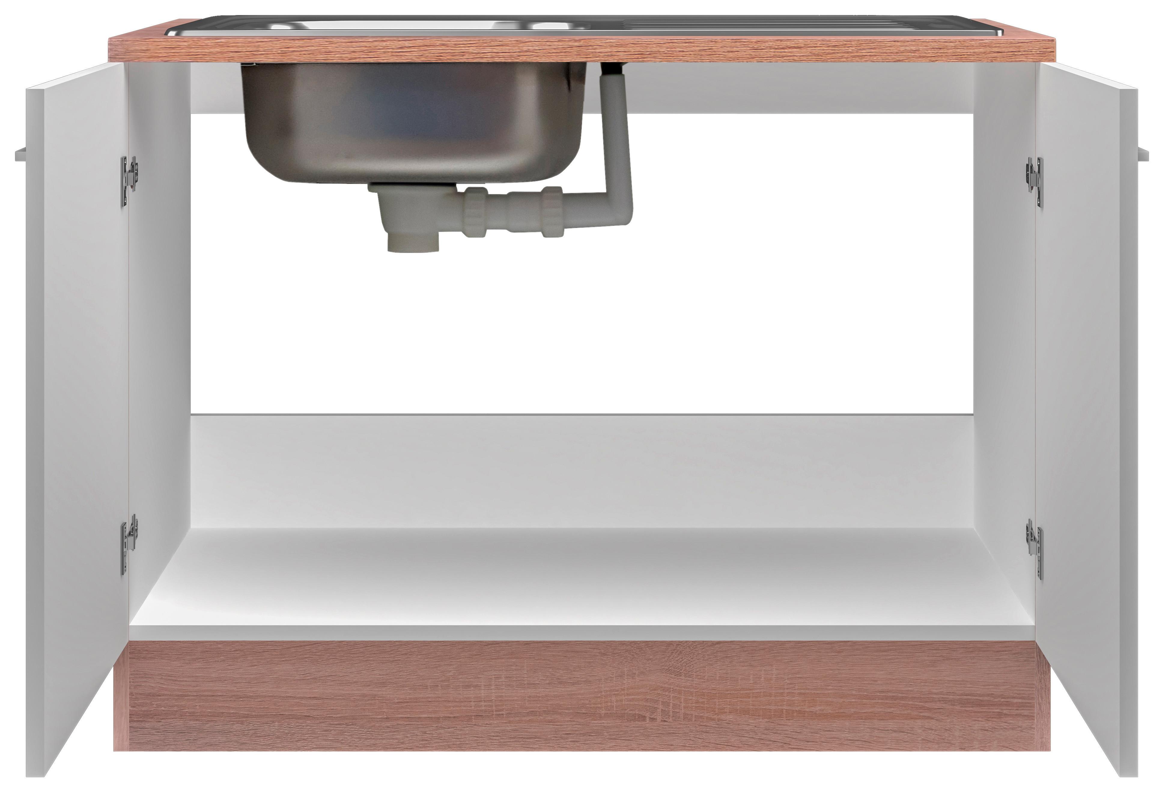 Dřezová Skříňka Samoa Dspu 100 Es - bílá/barvy dubu, Konvenční, kompozitní dřevo/plast (100/85/57cm)