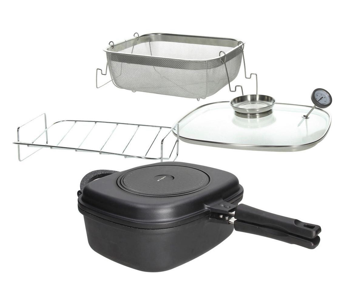 Wendepfanne Lid Sphera XL mit Glasdeckel Grau B: 28 cm - Grau, Basics, Glas/Metall (28/20/12cm) - Tognana