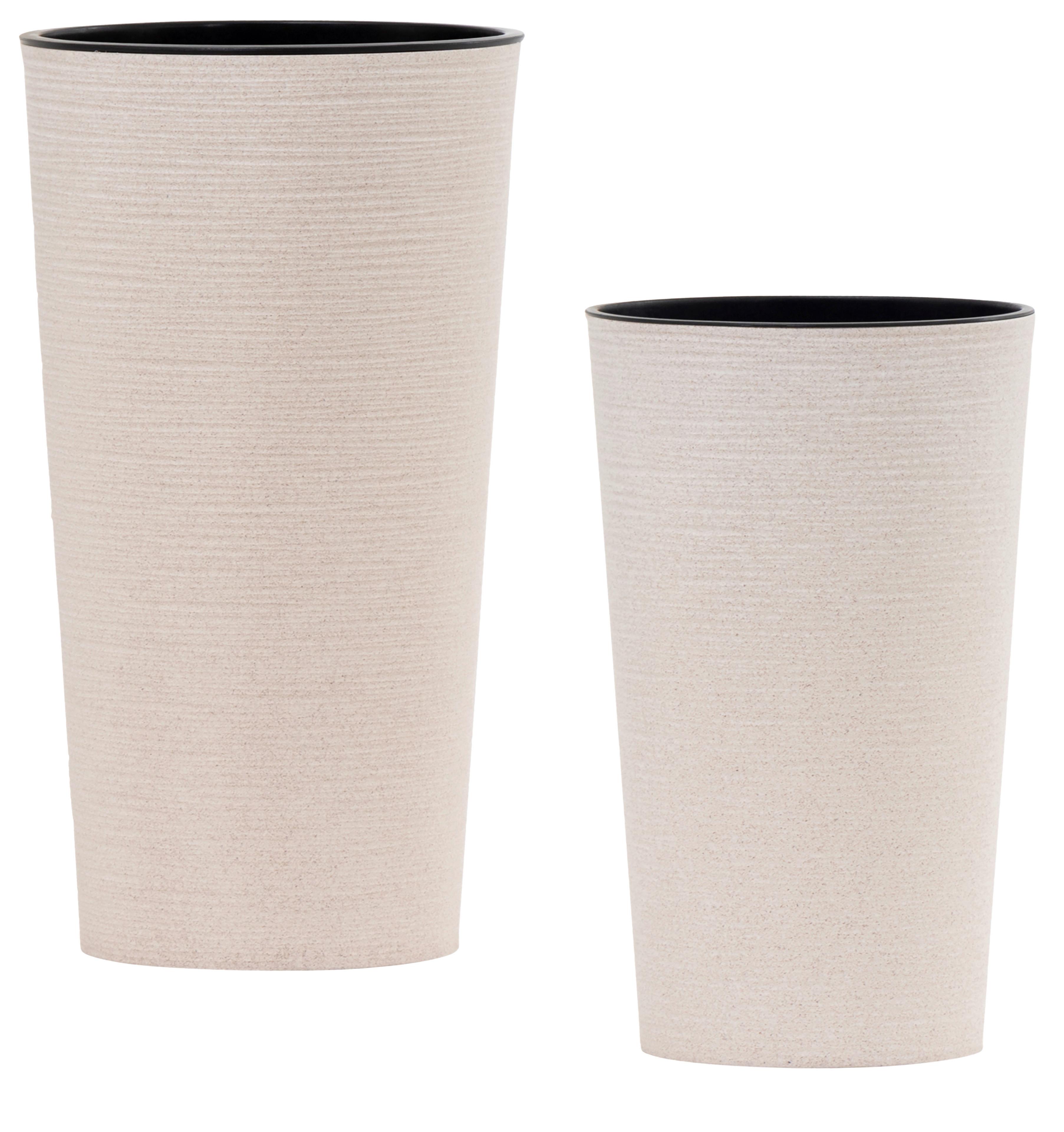 Übertopf-Set Weiß 2-teilig - Weiß, Basics, Kunststoff - Siena Garden