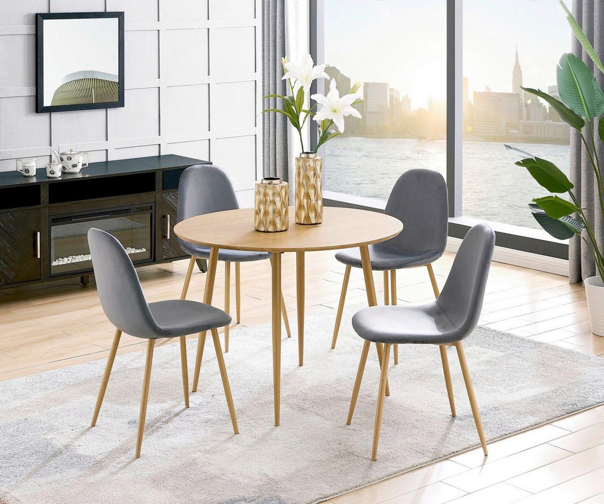 Stuhl-Set Monza Anthrazit/ Eiche Dekor B: 44cm 4--Teilig - Eichefarben/Anthrazit, Design, Textil/Metall (44/87/51cm) - MID.YOU