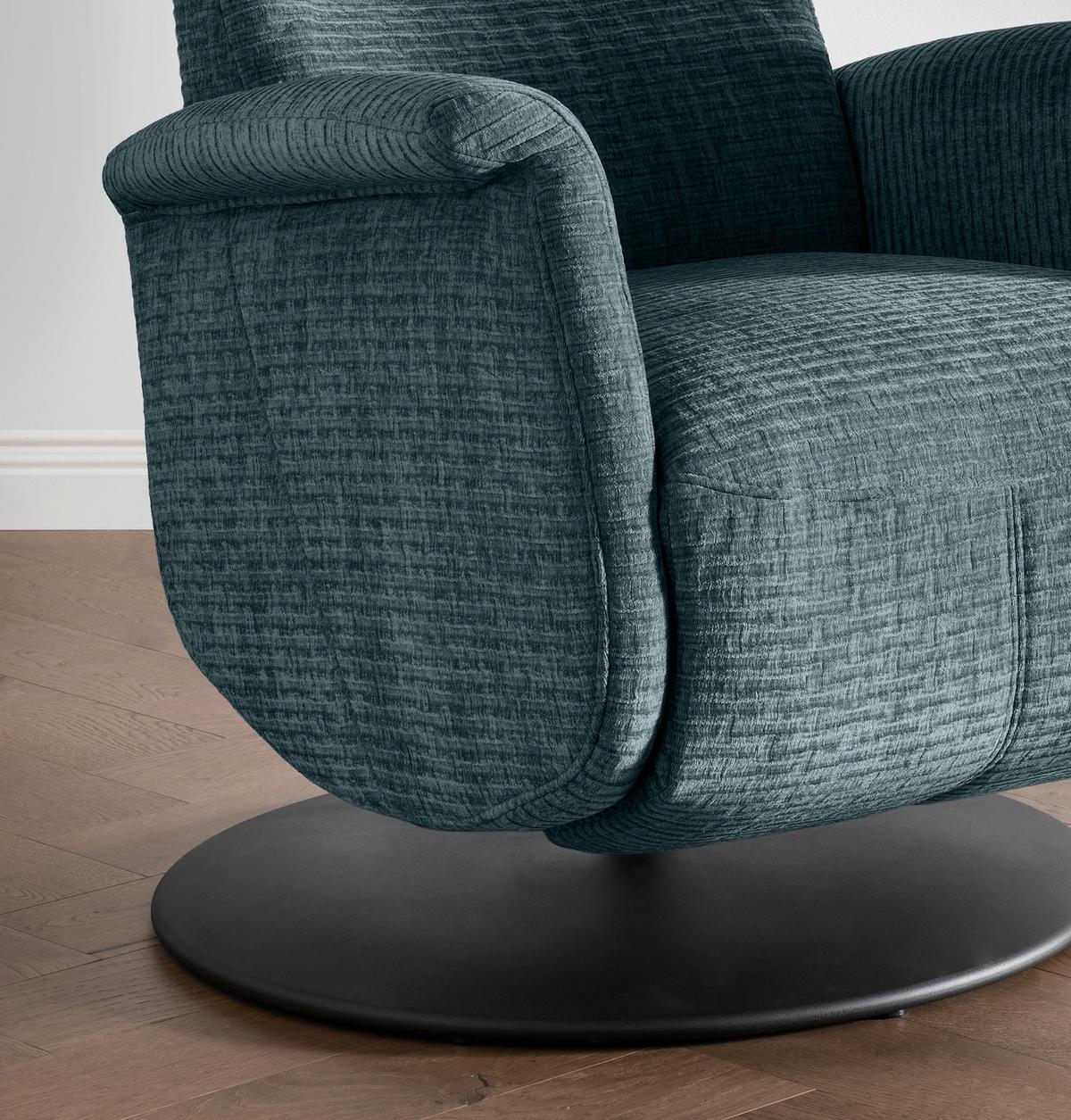 Relaxsessel Latina Blau 360 Grad Drehbar, B: 72 Cm - Blau/Schwarz, MODERN, Textil (72/118/85-165cm) - Livetastic