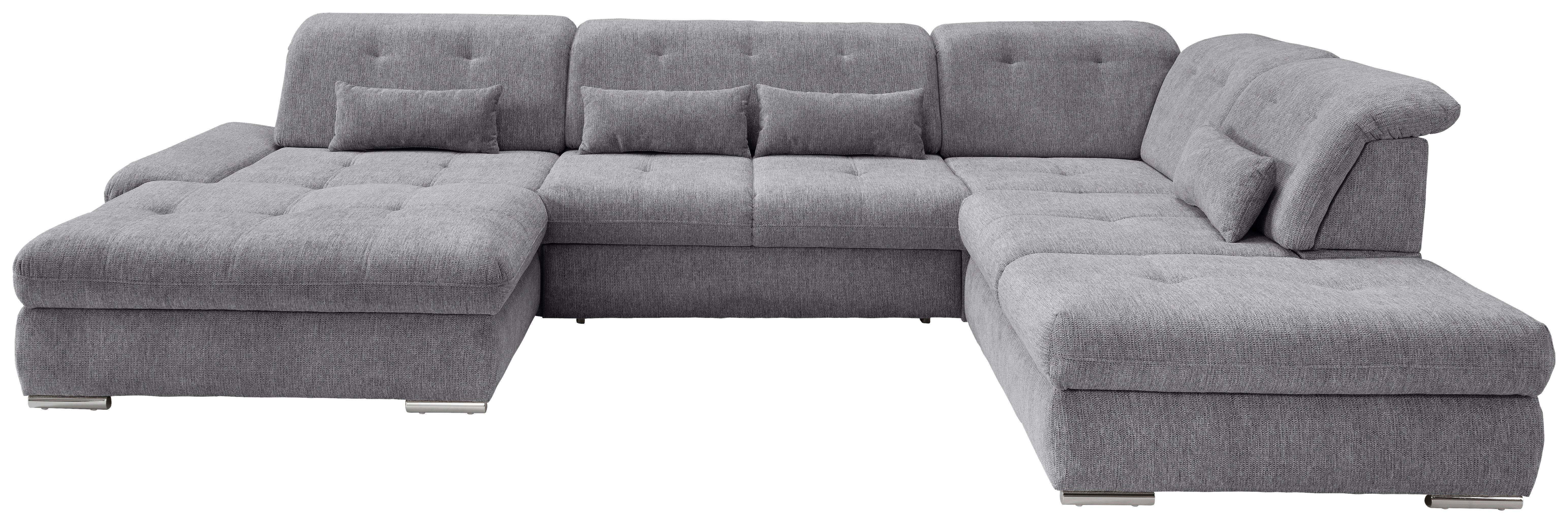 Wohnlandschaft Dalida Dunkelgrau U: 195x376x254 Cm - Chromfarben/Dunkelgrau, Design, Textil (195/376/254cm) - Livetastic