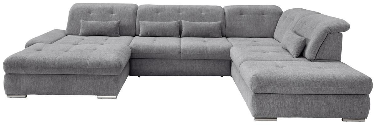 Wohnlandschaft Dalida Dunkelgrau U: 195x376x254 Cm - Chromfarben/Dunkelgrau, Design, Textil (195/376/254cm) - Livetastic