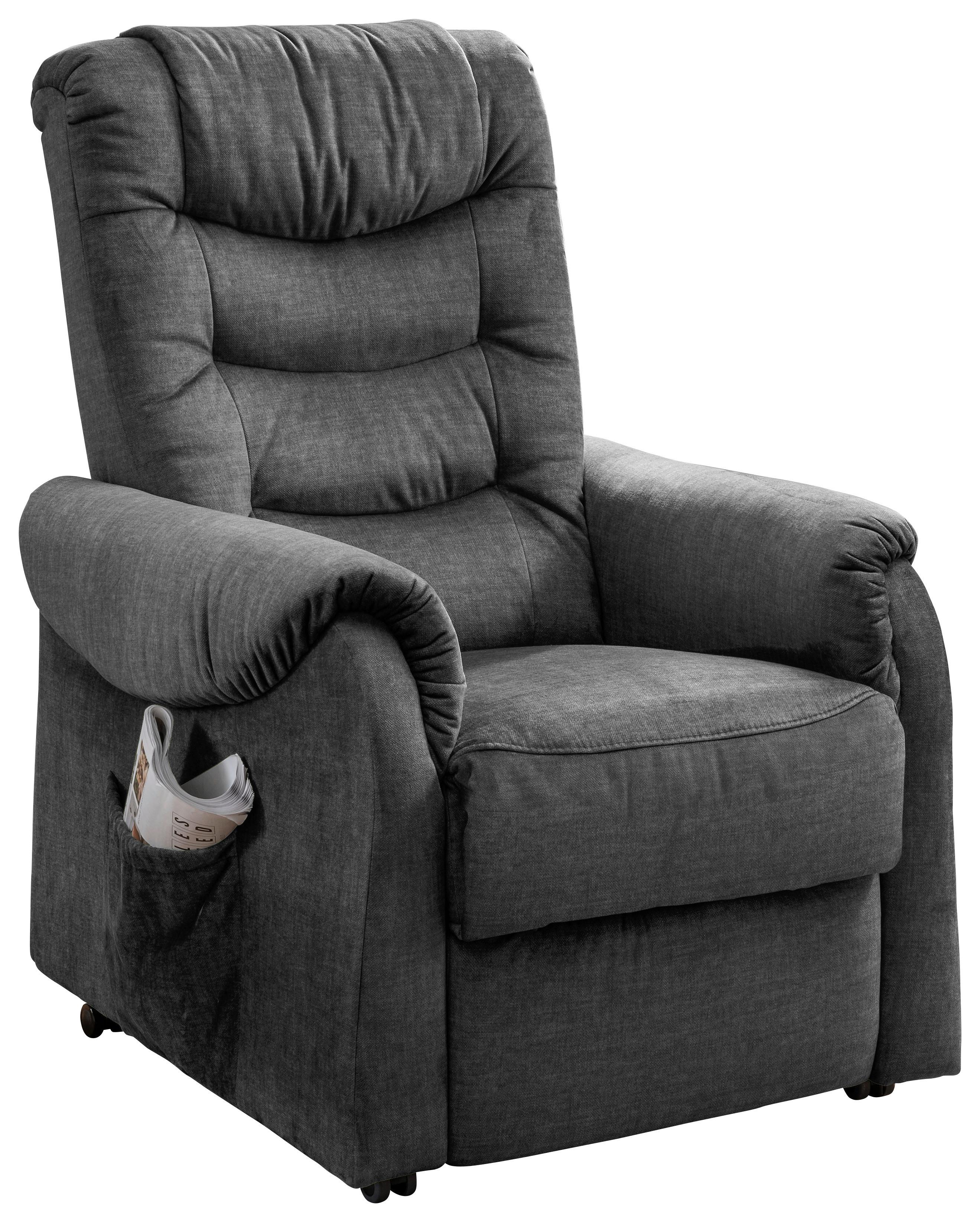 Fernsehsessel Nino Dunkelgrau B: 76 cm - Dunkelgrau/Schwarz, Design, Textil (76/106/94cm) - Livetastic