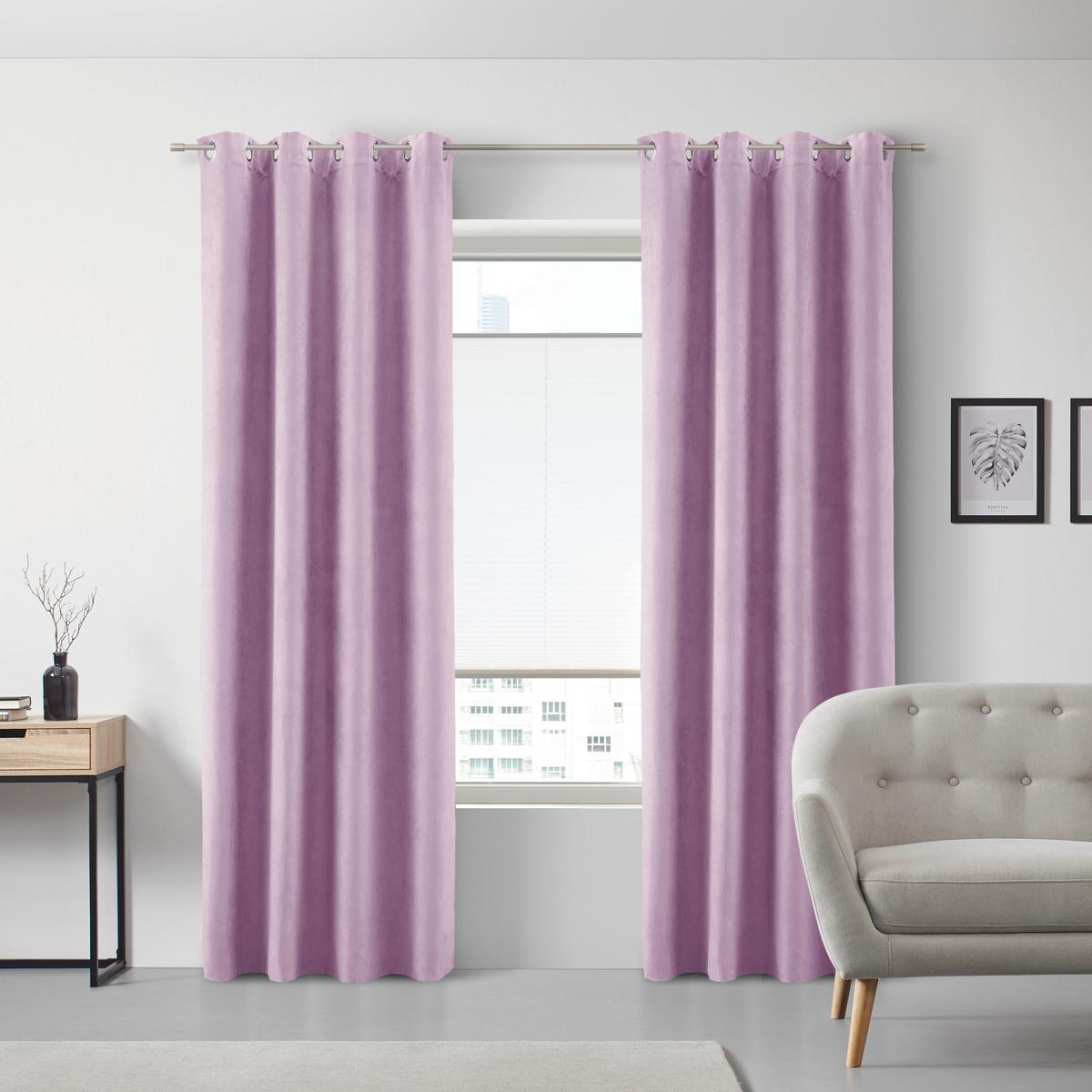 ZÁVĚS S OČKY Velours, 140/245cm, orgovánová - šeříková, Konvenční, textil (140/245cm) - Modern Living