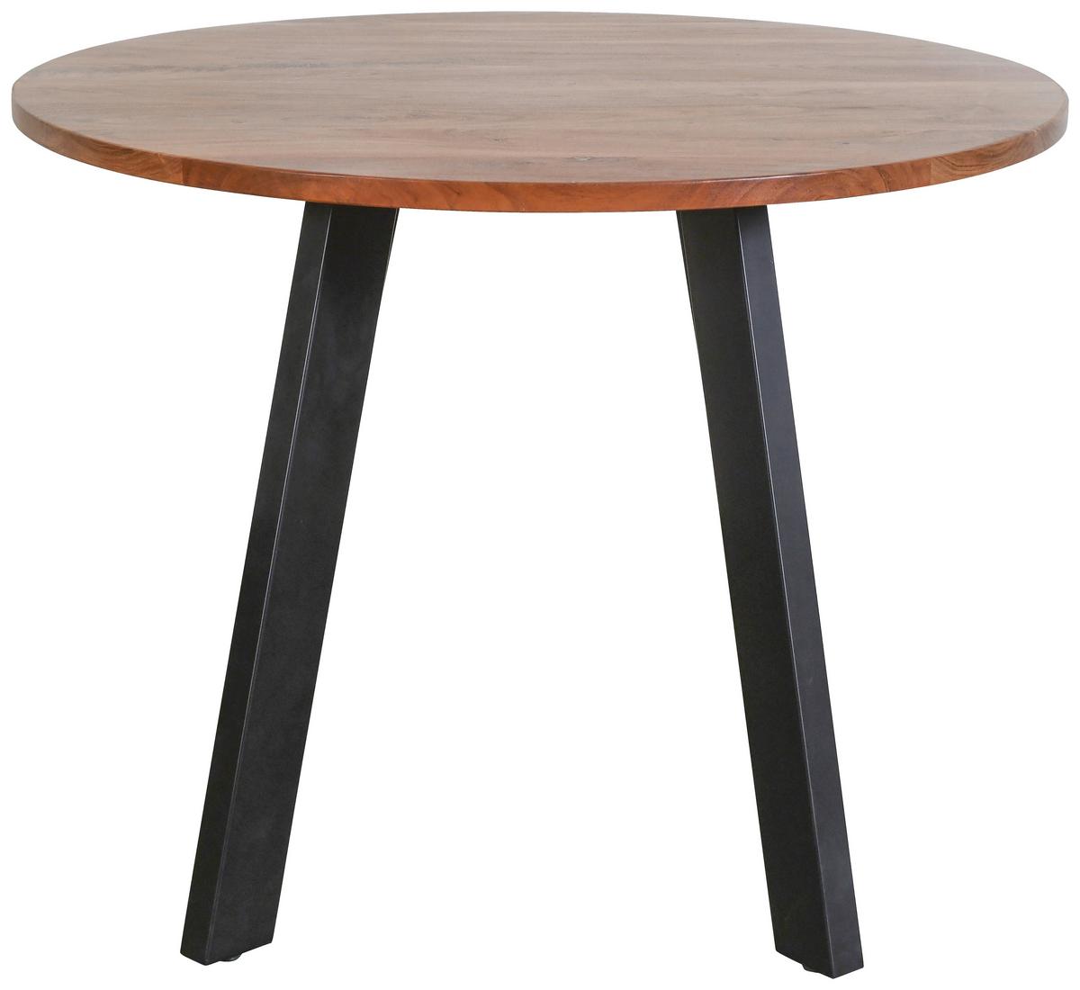 Esstisch Tara Akazie Braun B: 100 cm - Schwarz/Braun, LIFESTYLE, Holz/Metall (100/100/76cm) - MID.YOU