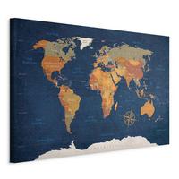 Leinwandbild Blau Hellbraun B: 120 cm - Blau/Hellbraun, Basics, Holz/Textil (120/80/1,2cm) - artgeist