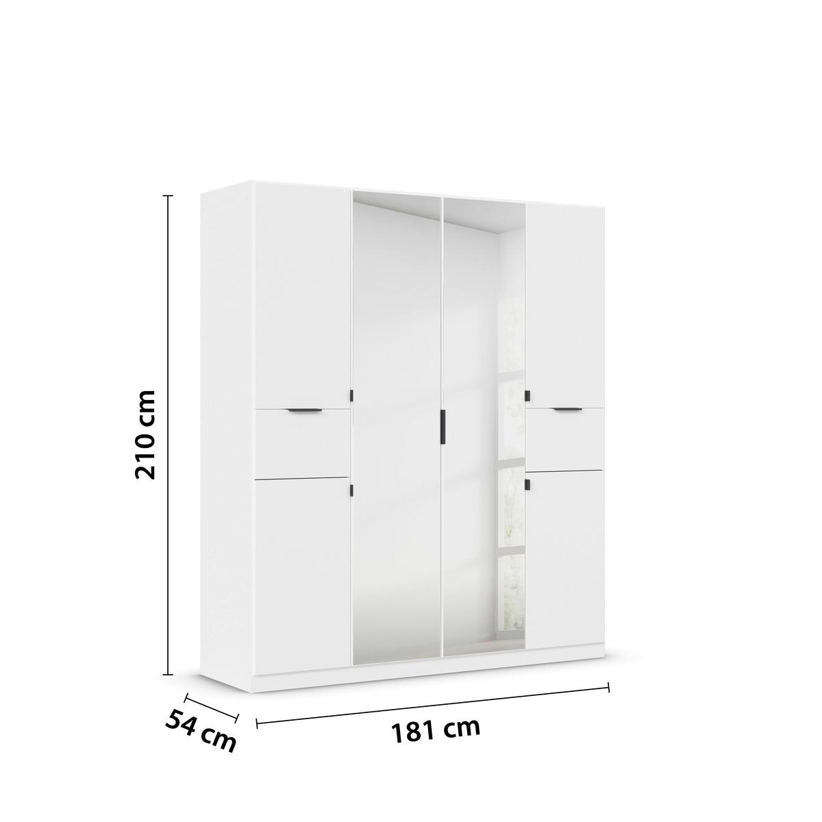 Drehtürenschrank Ticao Weiß B: 181 Cm - Silberfarben/Weiß, MODERN, Holzwerkstoff (181/210/54cm) - Rauch Möbel