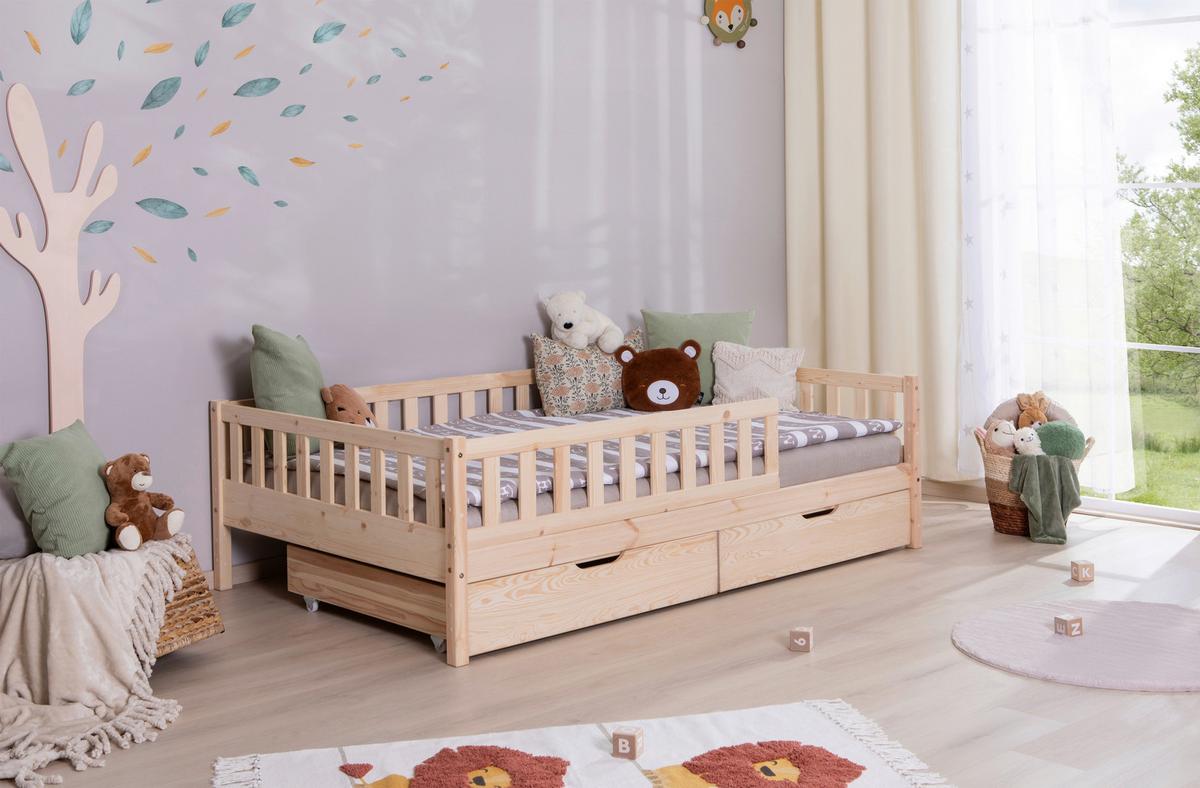 Hausbett Lou Bettschublade Naturfarben B: 120 cm - Naturfarben, MODERN, Holz (120/200cm) - MID.YOU