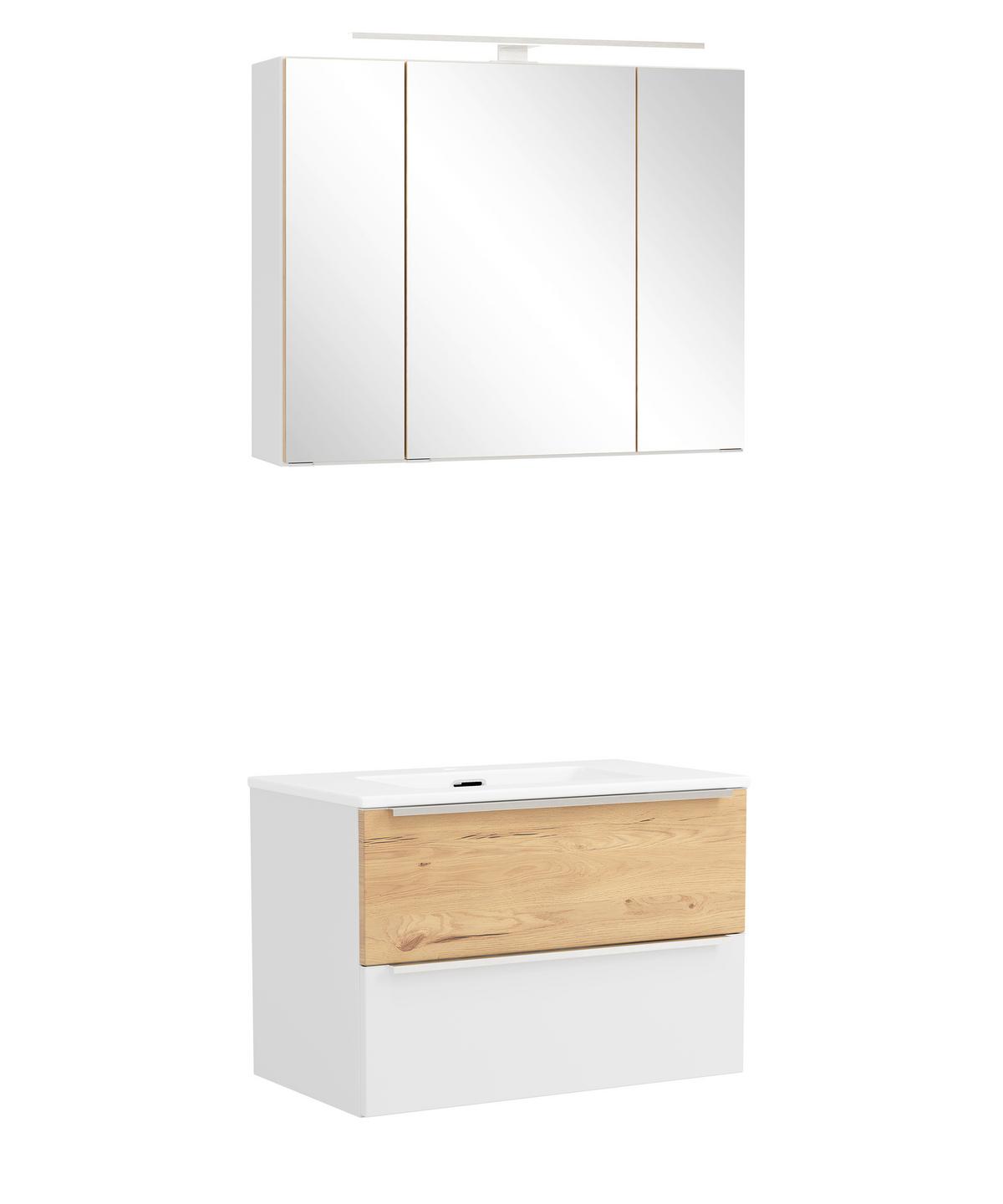 Badezimmer Verona Weiß/Wildeiche 2-teilig - Wildeiche/Weiß, Trend, Glas/Holzwerkstoff (80/200/47cm) - Held