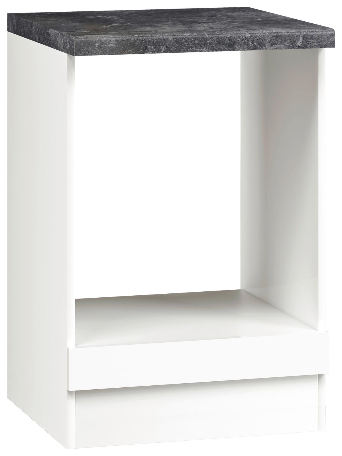Szekrény Beépíthető Sütőnek Alba - fehér/magasfényű fehér, Modern, faalapú anyag (60/86/60cm)