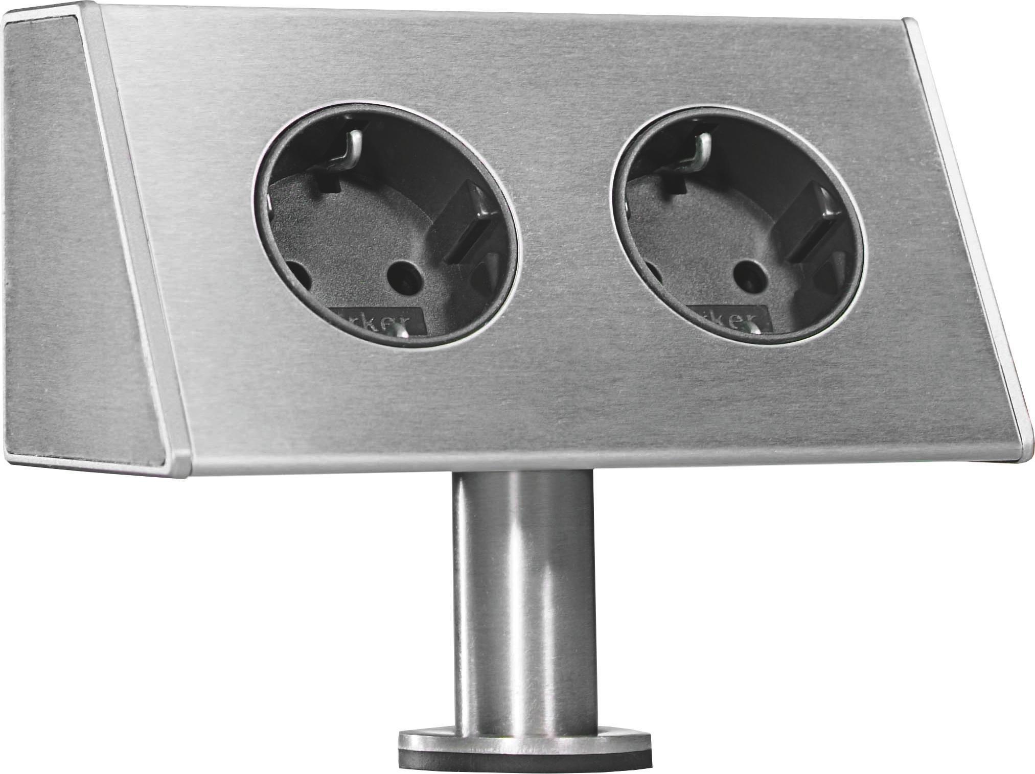 STECKDOSENELEMENT KI-ST/2A - Edelstahlfarben, ROMANTIK / LANDHAUS, Metall