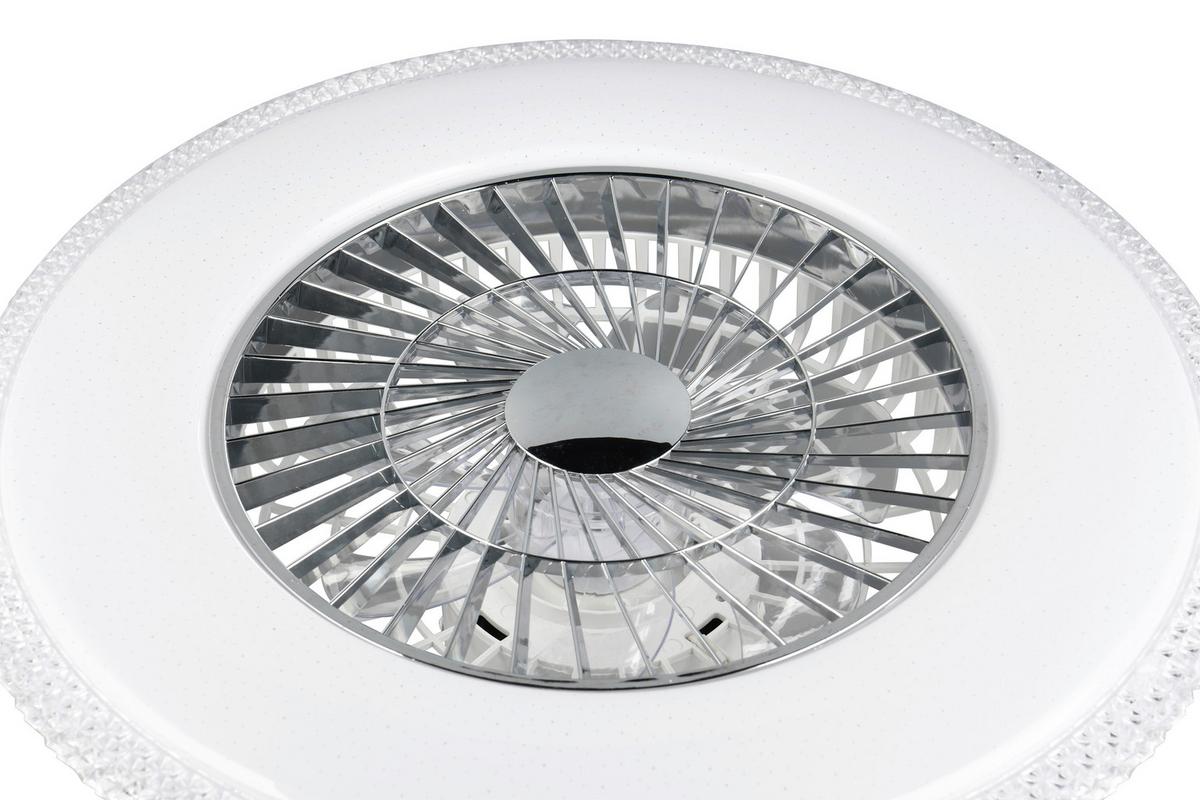 Deckenventilator Harstad Weiß Chromfarben Transparent - Chromfarben/Transparent, Trend, Kunststoff (60/18cm)