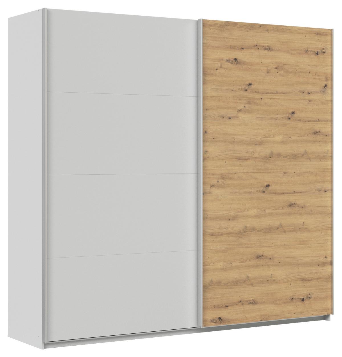 Schwebetürenschrank B: 225cm Feldkirch Seidengr/Eiche Dekor - Hellgrau/Eiche Artisan, MODERN, Holzwerkstoff (225/210/62cm)