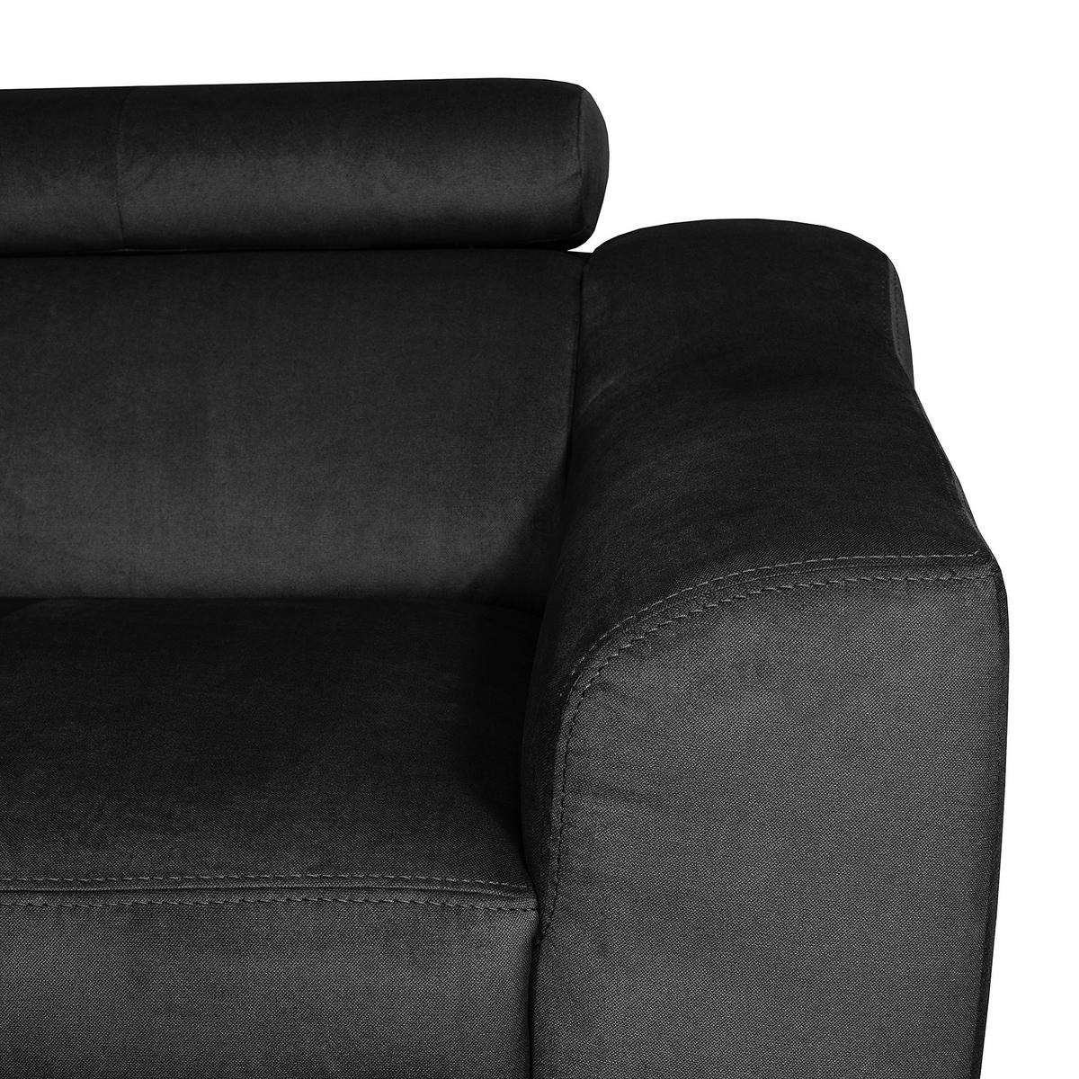 Ecksofa Aspen Webstoff Schwarz 208x245 Cm - Buchefarben/Schwarz, Design, Textil (208/245cm) - Livetastic