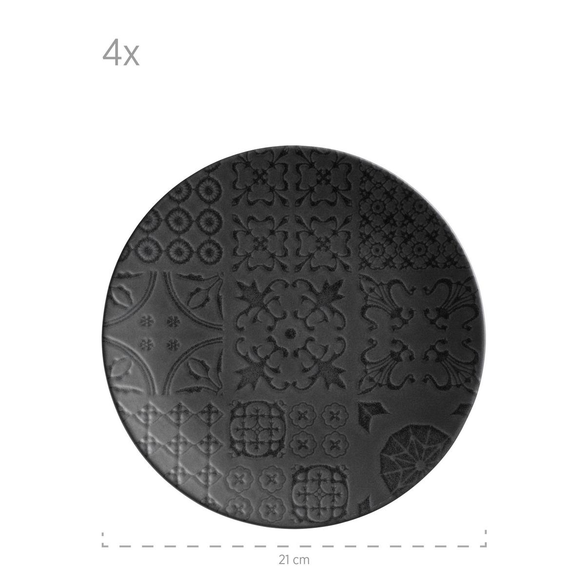 Tafelservice Schwarz 4 Personen 12-Teilig - Schwarz, Basics, Keramik - Mäser