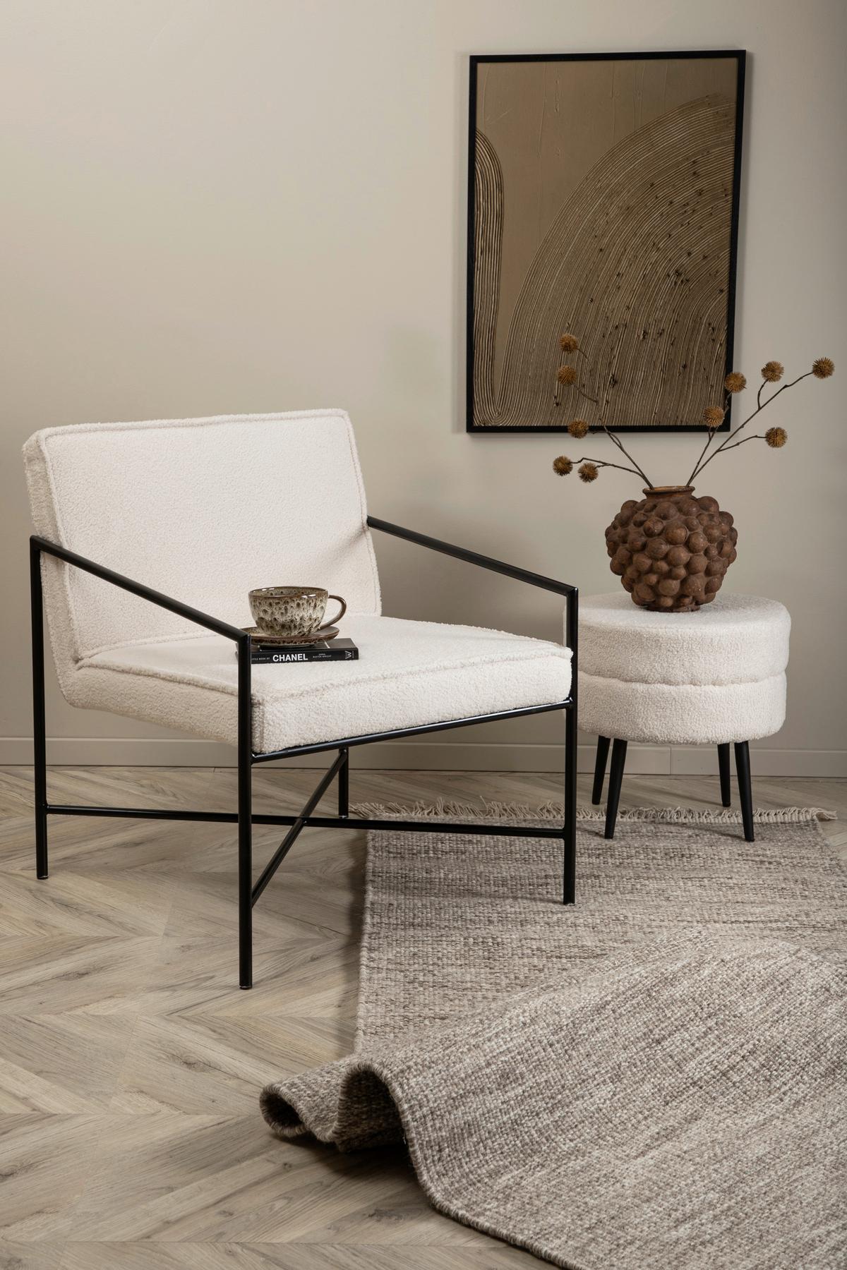 Sessel Rakel - Schwarz/Weiß, Design, Textil/Metall (66/78/65cm) - Livetastic