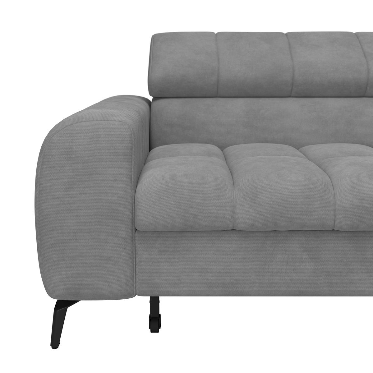 Ecksofa Volf Rechts New Hellgrau, S: 261x203 cm - Hellgrau/Schwarz, Trend, Kunststoff/Textil (261/203cm)