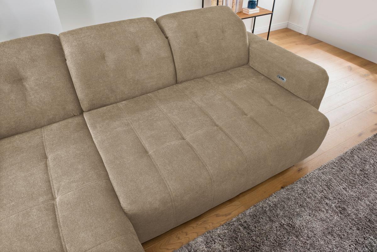 Ecksofa Vicari Hellbraun S: 292x185 Cm - Hellbraun/Schwarz, MODERN, Textil (292/185cm) - Livetastic