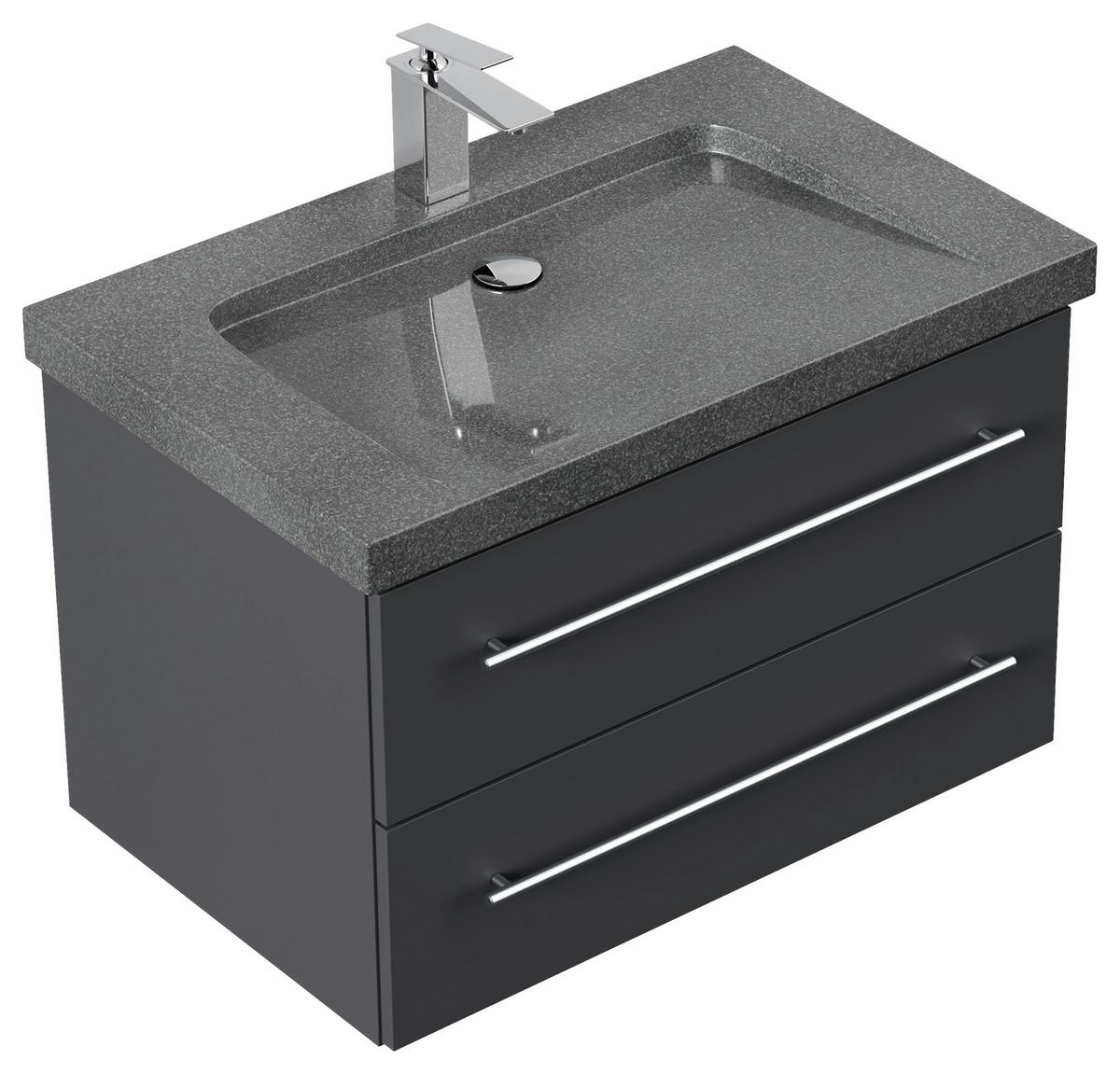 WASCHTISCHKOMBI Yamo, Graphitfarben B: 75 cm - Graphitfarben, Basics, Holzwerkstoff/Stein (75cm) - MID.YOU