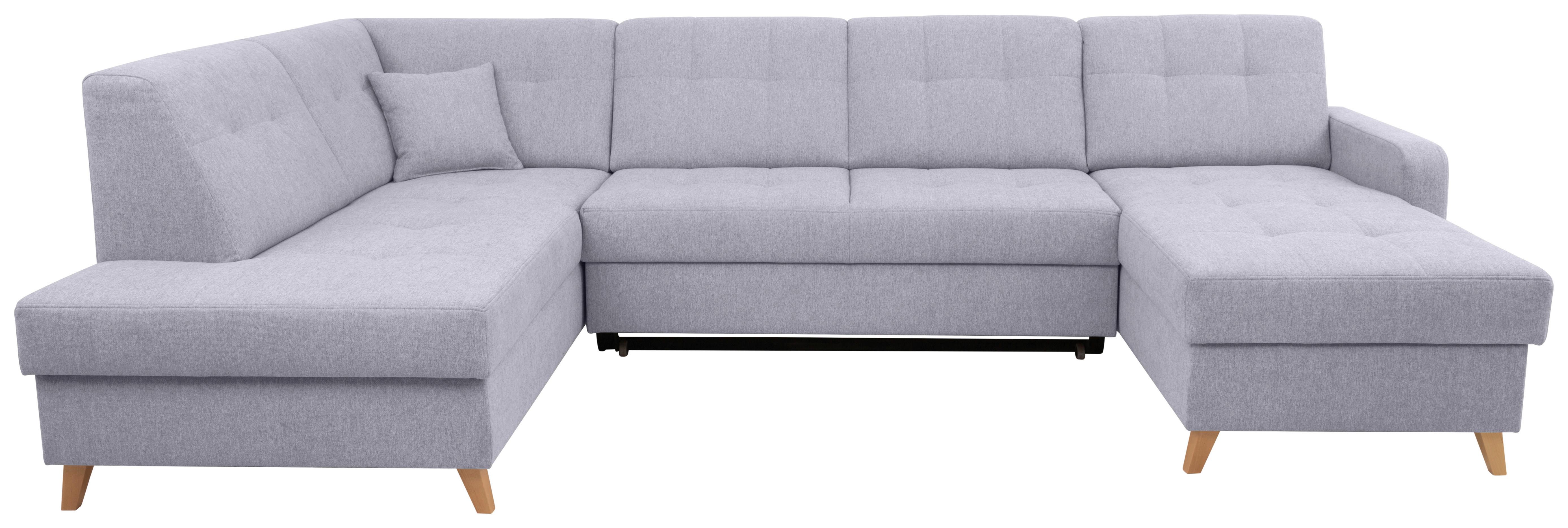 Sedací souprava LARS U, levá, šedá - šedá/jádrový buk, Moderní, dřevo/textil (187/299/161cm)