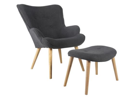 Kreslo S Taburetom Relax - prírodné farby/tmavosivá, Moderný, drevo/textil (73/92/80cm) - Ombra Kreslo S Taburetom Relax - prírodné farby/tmavosivá, Moderný, drevo/textil (73/92/80cm) - Ombra