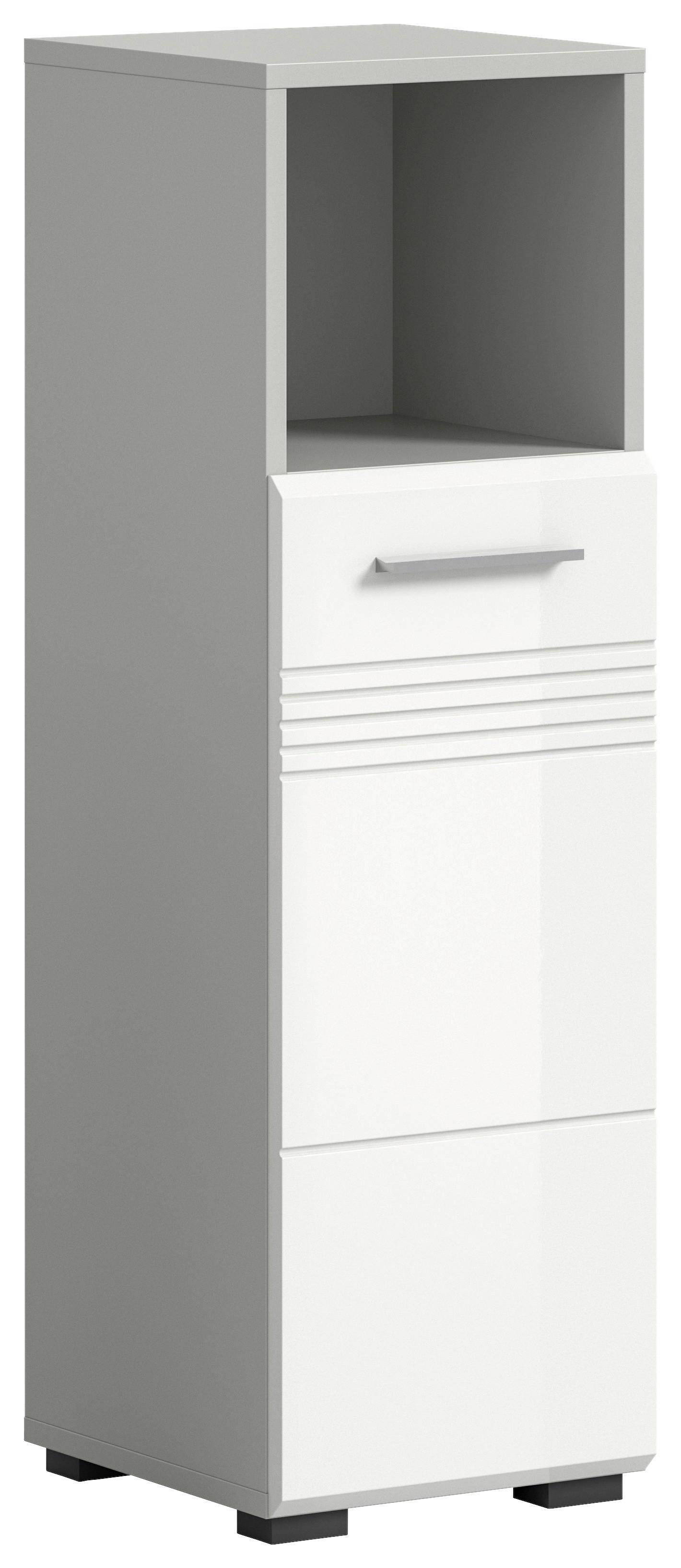 Unterschrank Copa B: 30 cm Weiß/Grau - Weiß Hochglanz/Schwarz, MODERN, Holzwerkstoff (30/95/30cm) - MID.YOU