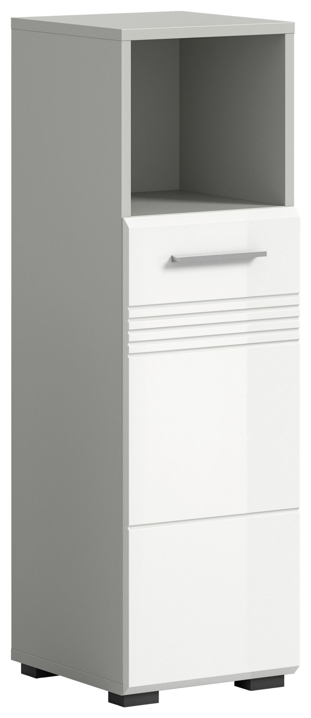 Unterschrank Copa B: 30 cm Weiß/Grau - Weiß Hochglanz/Schwarz, MODERN, Holzwerkstoff (30/95/30cm) - MID.YOU