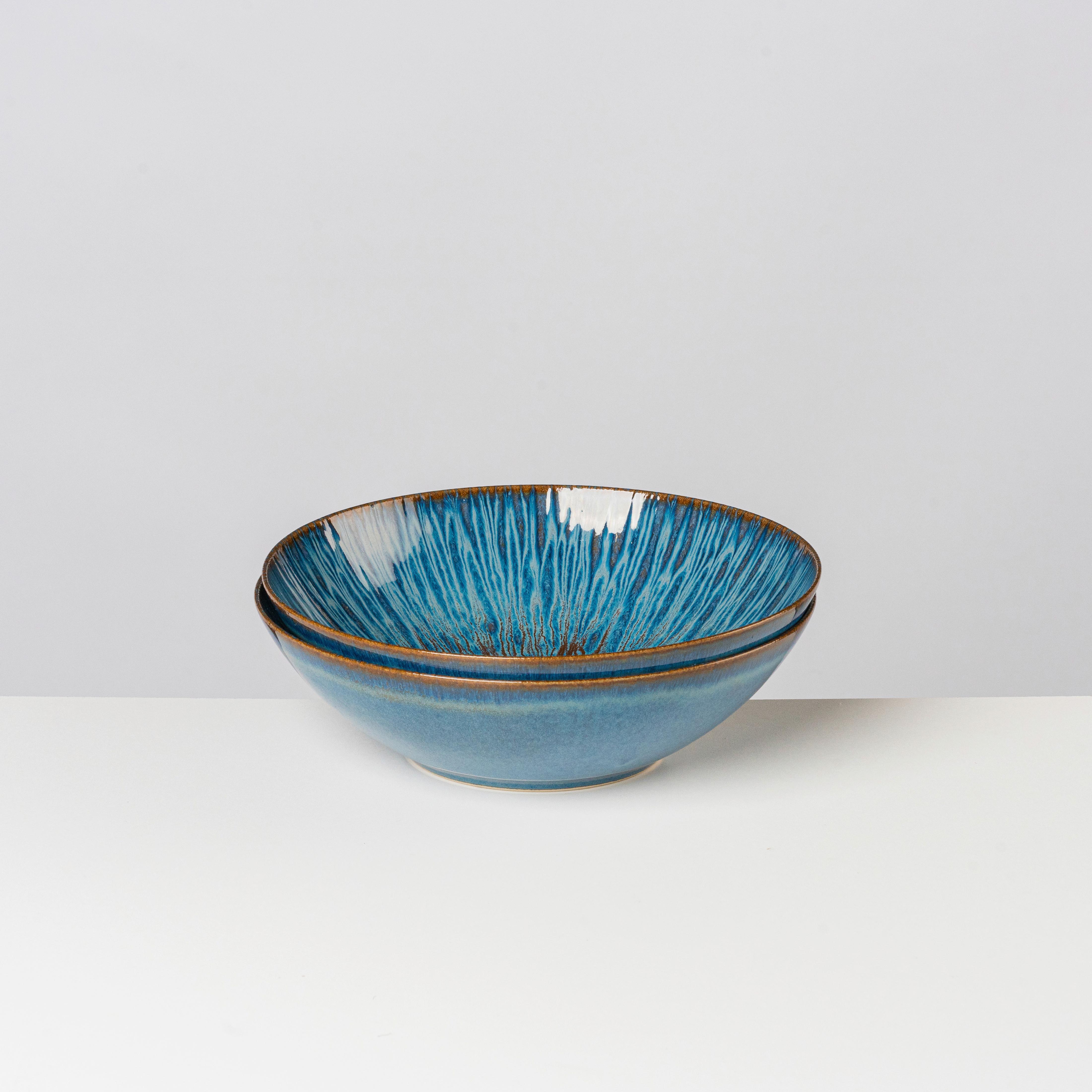Schüsselset 4 -teilig. Steinzeug, DxH: ca. 24x7,3 cm - Blau, Basics, Keramik (24cm) - Gipfelstück