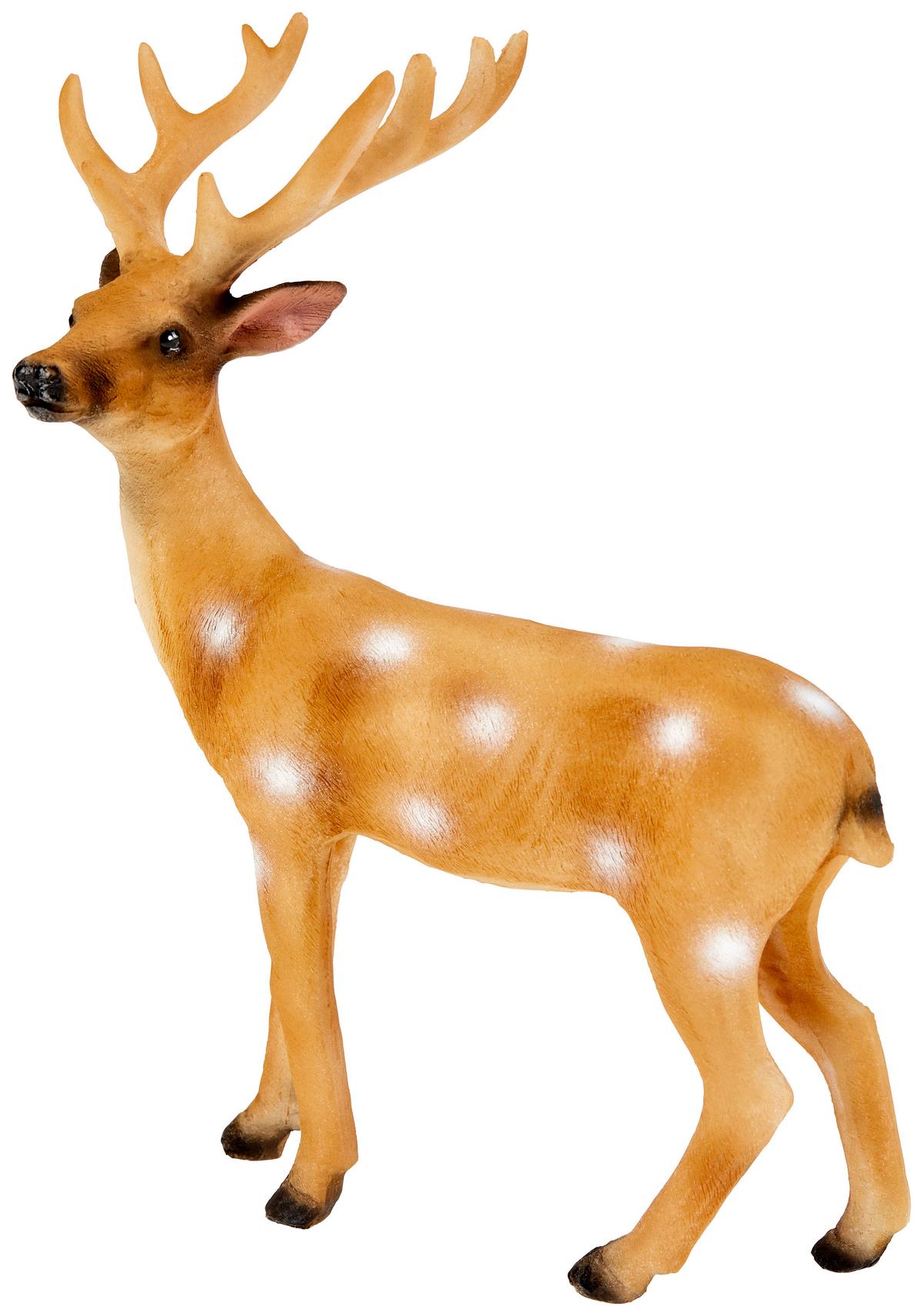 Weihnachtsdeko Hirsch Kunststoff Stehend H: 20,8 Cm - Braun, Basics, Kunststoff (16/10/20,8cm) - Ondega