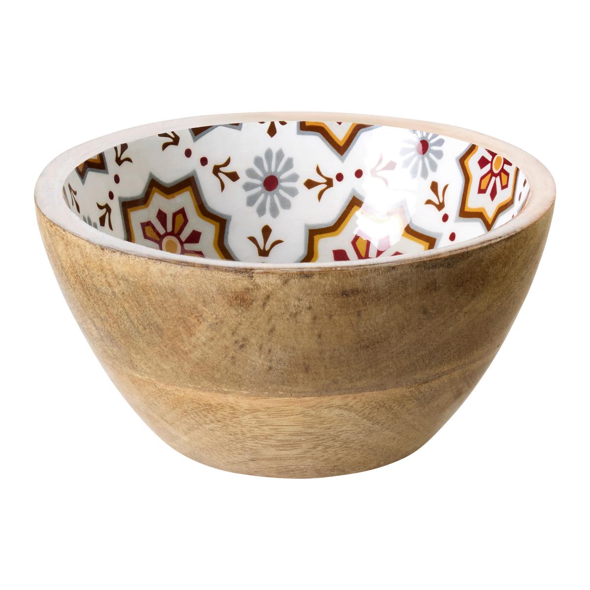 Miska ZAHRA - oranžová/hnedá, Modern, drevo/plast (13.5/6cm)