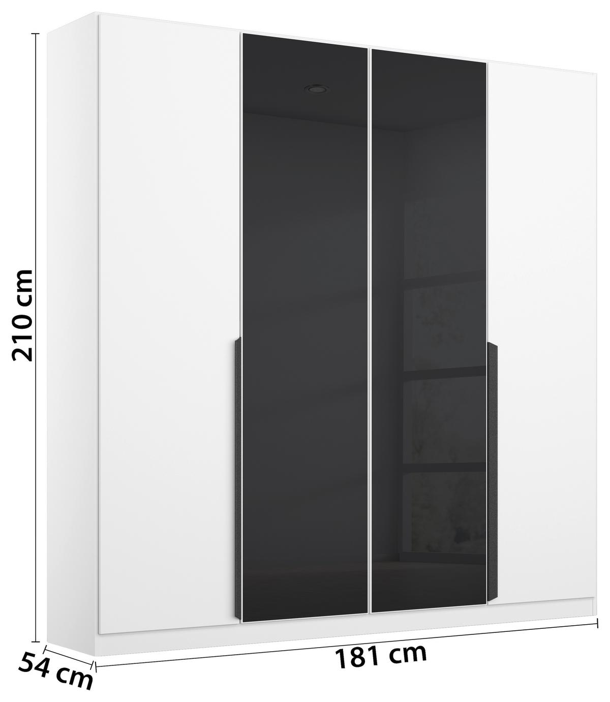 Drehtürenschrank Artemis 181 Cm Anthrazit/weiß - Anthrazit/Weiß, MODERN, Glas/Holzwerkstoff (181/210/54cm) - Rauch Möbel